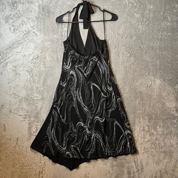 Vintage Y2K Asymmetrical Glitter Swirl Babydoll Halter Dress Sz Large Fairycore - Picture 6 of 6